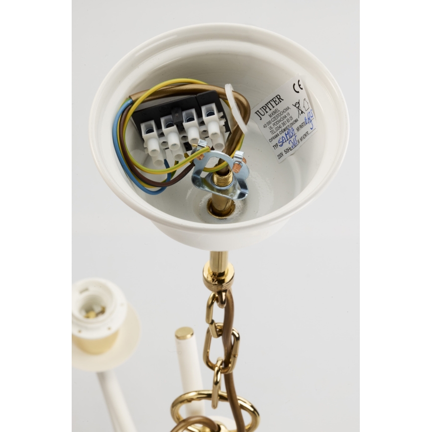 Jupiter 2085 - Lestenec na verigi SAMBA 3xE27/15W/230V bela/zlata