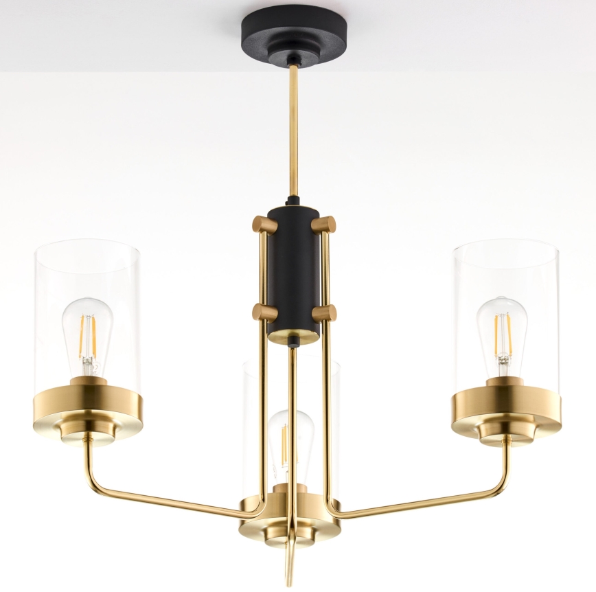 Jupiter 2087 - Lestenec na drogu RAMIREZ 3xE27/15W/230V v zlati/črni barvi