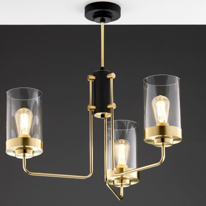 Jupiter 2087 - Lestenec na drogu RAMIREZ 3xE27/15W/230V v zlati/črni barvi