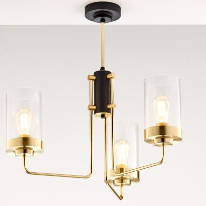 Jupiter 2087 - Lestenec na drogu RAMIREZ 3xE27/15W/230V v zlati/črni barvi