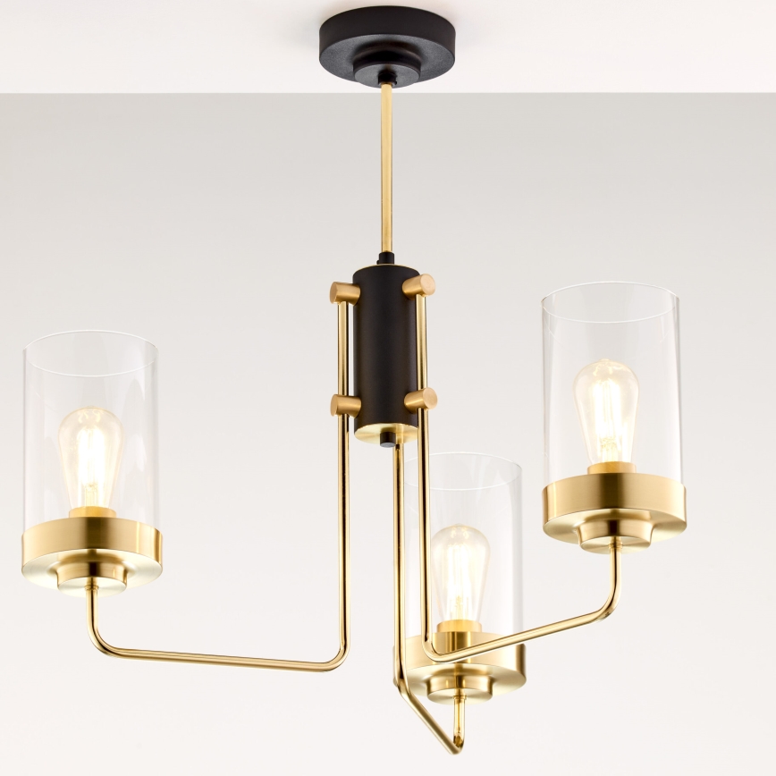 Jupiter 2087 - Lestenec na drogu RAMIREZ 3xE27/15W/230V v zlati/črni barvi