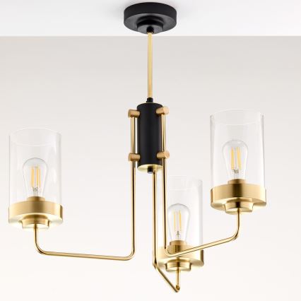 Jupiter 2087 - Lestenec na drogu RAMIREZ 3xE27/15W/230V v zlati/črni barvi