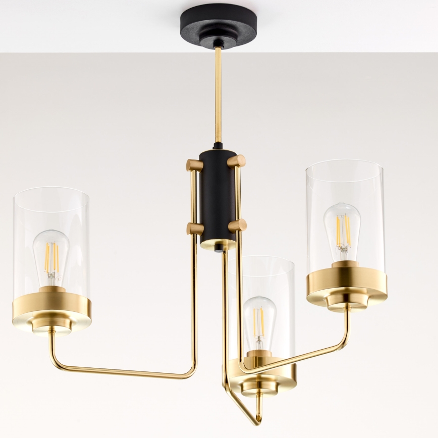 Jupiter 2087 - Lestenec na drogu RAMIREZ 3xE27/15W/230V v zlati/črni barvi