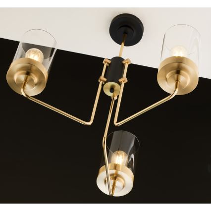 Jupiter 2087 - Lestenec na drogu RAMIREZ 3xE27/15W/230V v zlati/črni barvi