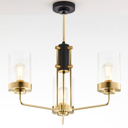 Jupiter 2087 - Lestenec na drogu RAMIREZ 3xE27/15W/230V v zlati/črni barvi