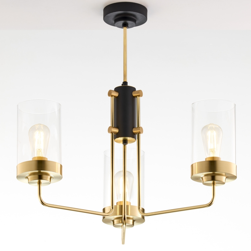 Jupiter 2087 - Lestenec na drogu RAMIREZ 3xE27/15W/230V v zlati/črni barvi