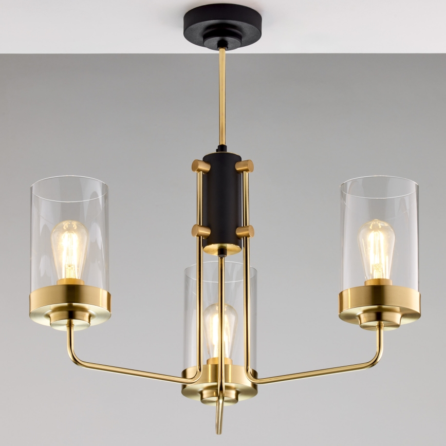 Jupiter 2087 - Lestenec na drogu RAMIREZ 3xE27/15W/230V v zlati/črni barvi