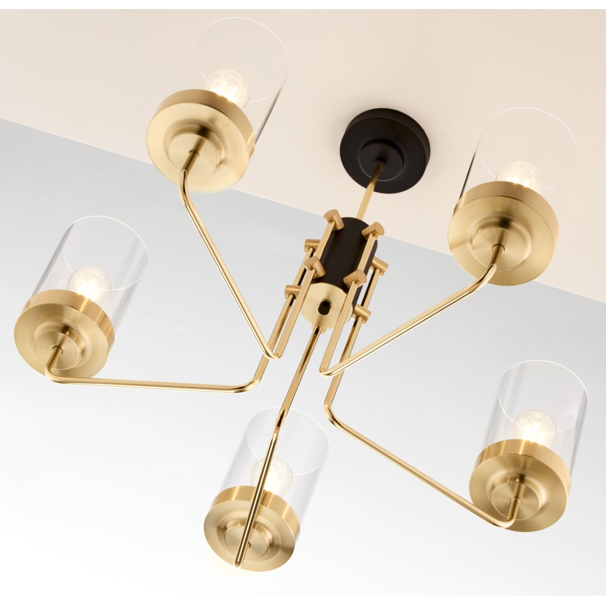 Jupiter 2088 - Lestenec na steblu RAMIREZ 5xE27/15W/230V zlata/črna