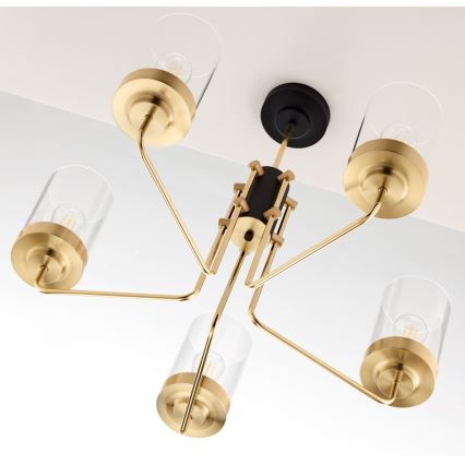 Jupiter 2088 - Lestenec na steblu RAMIREZ 5xE27/15W/230V zlata/črna