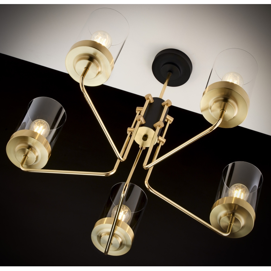 Jupiter 2088 - Lestenec na steblu RAMIREZ 5xE27/15W/230V zlata/črna