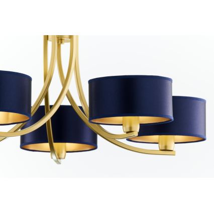 Jupiter 2094 - Lestenec na verigi ARTHUR 5xE27/15W/230V modra/zlata