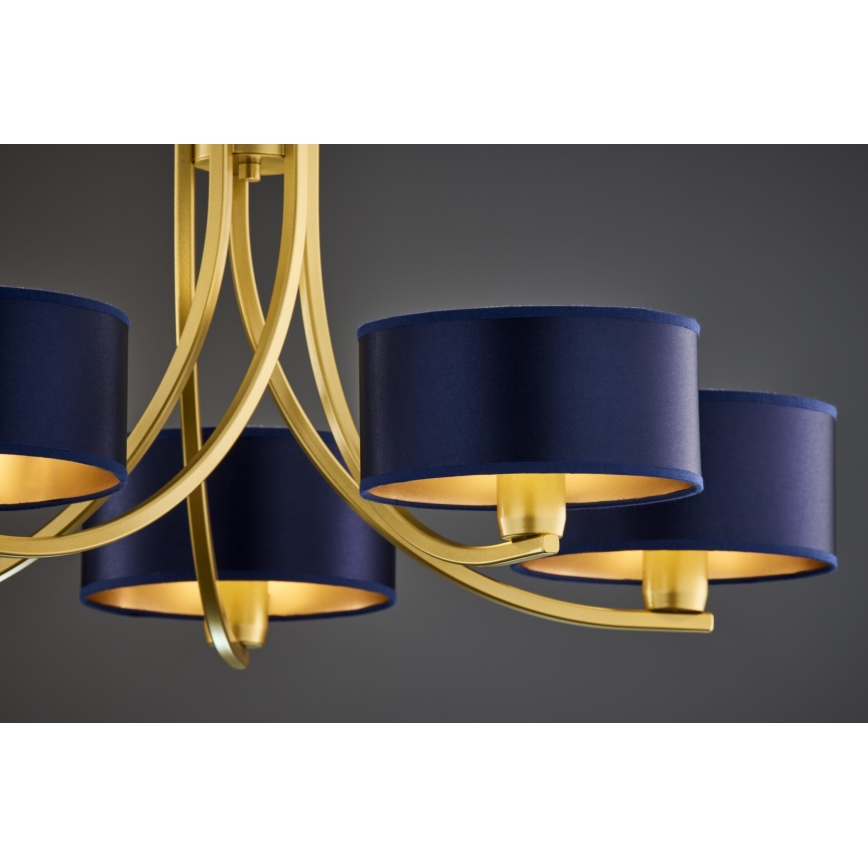 Jupiter 2094 - Lestenec na verigi ARTHUR 5xE27/15W/230V modra/zlata