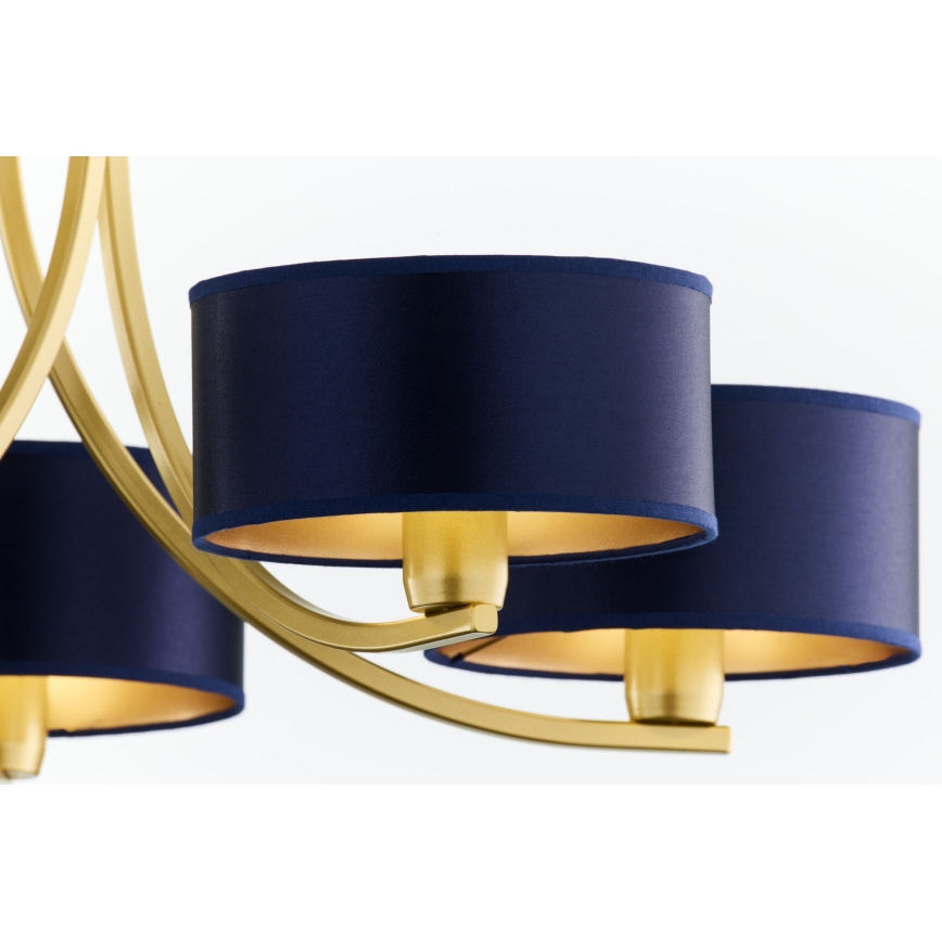 Jupiter 2094 - Lestenec na verigi ARTHUR 5xE27/15W/230V modra/zlata