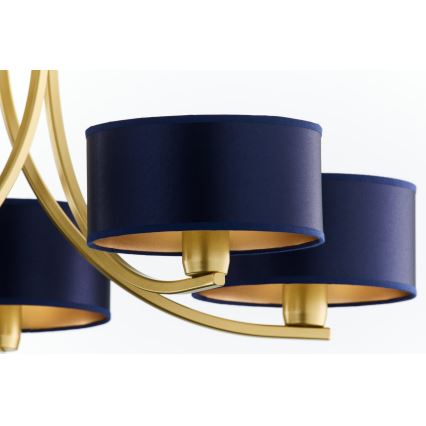 Jupiter 2094 - Lestenec na verigi ARTHUR 5xE27/15W/230V modra/zlata