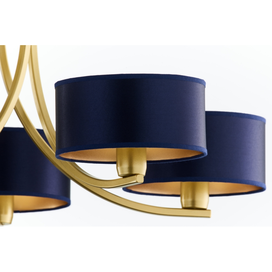 Jupiter 2094 - Lestenec na verigi ARTHUR 5xE27/15W/230V modra/zlata