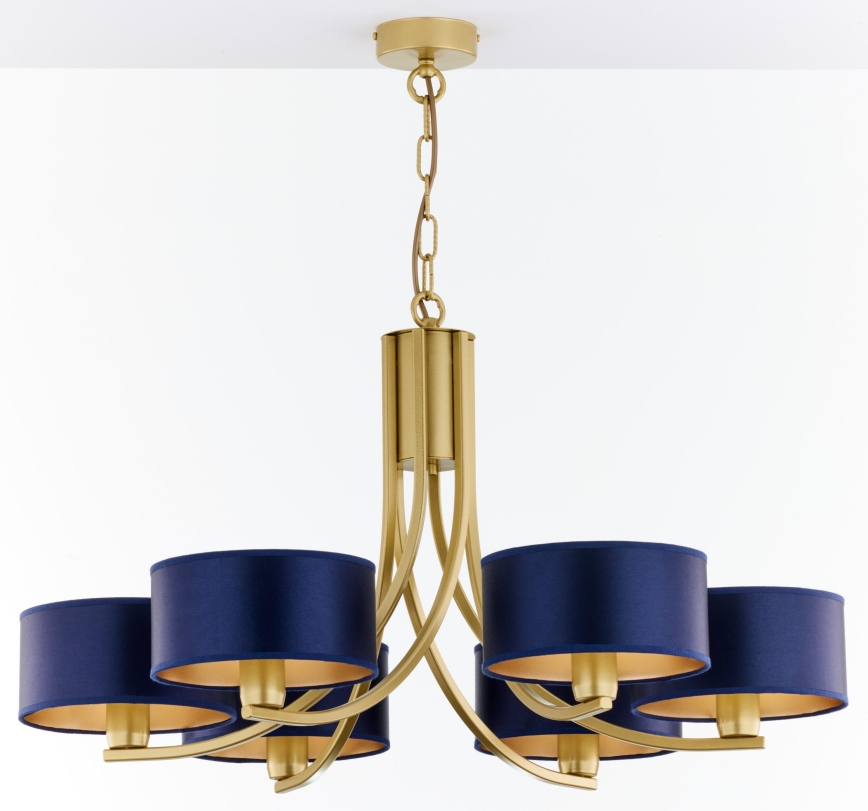 Jupiter 2095 - Lestenec na verigi ARTHUR 6xE27/15W/230V modra/zlata