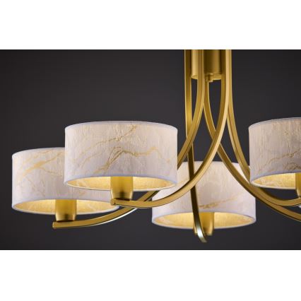Jupiter 2097 - Lestenec na verigi ARTHUR 5xE27/15W/230V bela/zlata/marmorni dekor