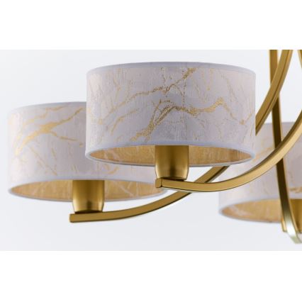 Jupiter 2097 - Lestenec na verigi ARTHUR 5xE27/15W/230V bela/zlata/marmorni dekor