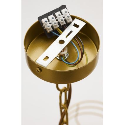 Jupiter 2097 - Lestenec na verigi ARTHUR 5xE27/15W/230V bela/zlata/marmorni dekor