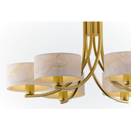 Jupiter 2098 - Lestenec na verigi ARTHUR 6xE27/15W/230V bela/zlata/marmorni dekor