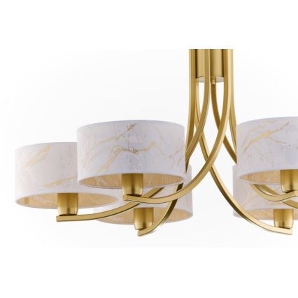 Jupiter 2098 - Lestenec na verigi ARTHUR 6xE27/15W/230V bela/zlata/marmorni dekor