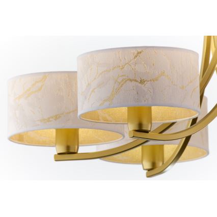 Jupiter 2098 - Lestenec na verigi ARTHUR 6xE27/15W/230V bela/zlata/marmorni dekor