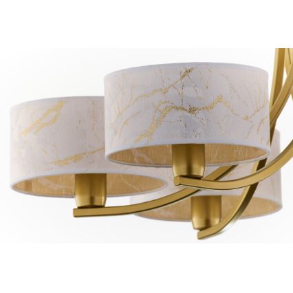 Jupiter 2098 - Lestenec na verigi ARTHUR 6xE27/15W/230V bela/zlata/marmorni dekor