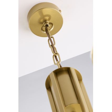 Jupiter 2098 - Lestenec na verigi ARTHUR 6xE27/15W/230V bela/zlata/marmorni dekor