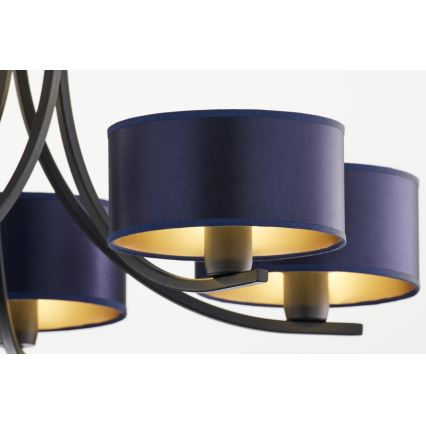 Jupiter 2101 - Lestenec na verigi ARTHUR 5xE27/15W/230V modra/črna