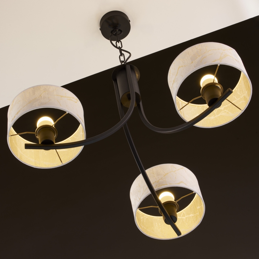 Jupiter 2103 - Lestenec na verigi ARTHUR 3xE27/15W/230V bela/črna/marmorni dekor