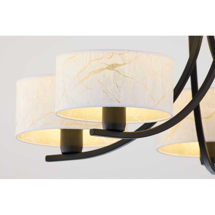 Jupiter 2104 - Lestenec na verigi ARTHUR 5xE27/15W/230V bela/črna/marmorni dekor