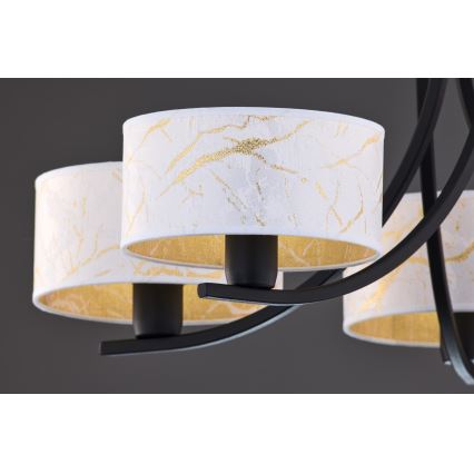 Jupiter 2104 - Lestenec na verigi ARTHUR 5xE27/15W/230V bela/črna/marmorni dekor