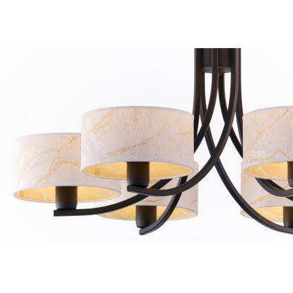 Jupiter 2105 - Lestenec na verigi ARTHUR 6xE27/15W/230V bela/črna/marmorni dekor
