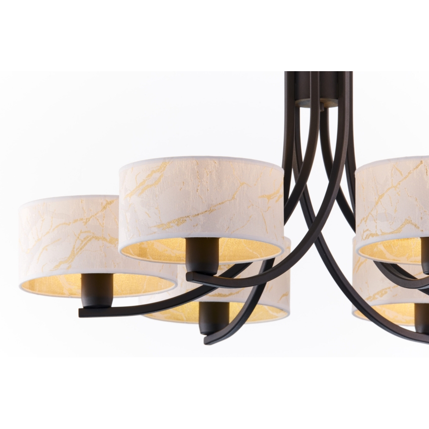 Jupiter 2105 - Lestenec na verigi ARTHUR 6xE27/15W/230V bela/črna/marmorni dekor