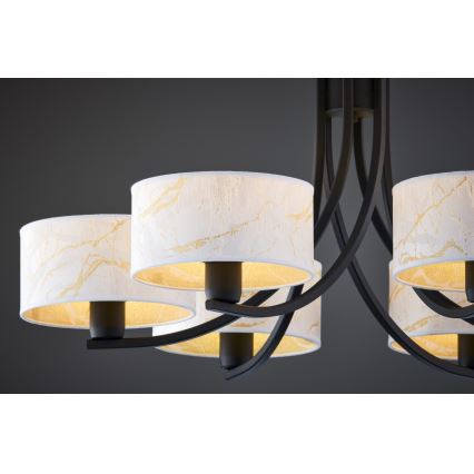 Jupiter 2105 - Lestenec na verigi ARTHUR 6xE27/15W/230V bela/črna/marmorni dekor