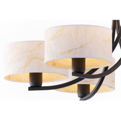 Jupiter 2105 - Lestenec na verigi ARTHUR 6xE27/15W/230V bela/črna/marmorni dekor
