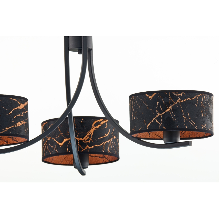 Jupiter 2106 - Lestenec na verigi ARTHUR 3xE27/15W/230V črna/oranžna/marmorni dekor