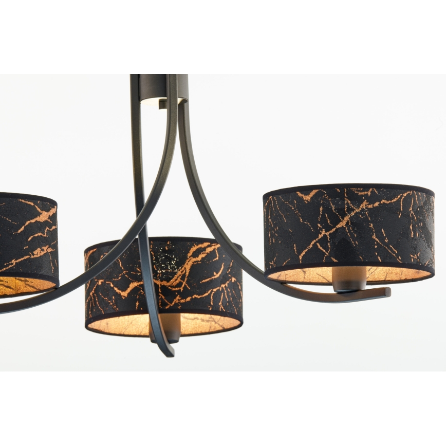 Jupiter 2106 - Lestenec na verigi ARTHUR 3xE27/15W/230V črna/oranžna/marmorni dekor