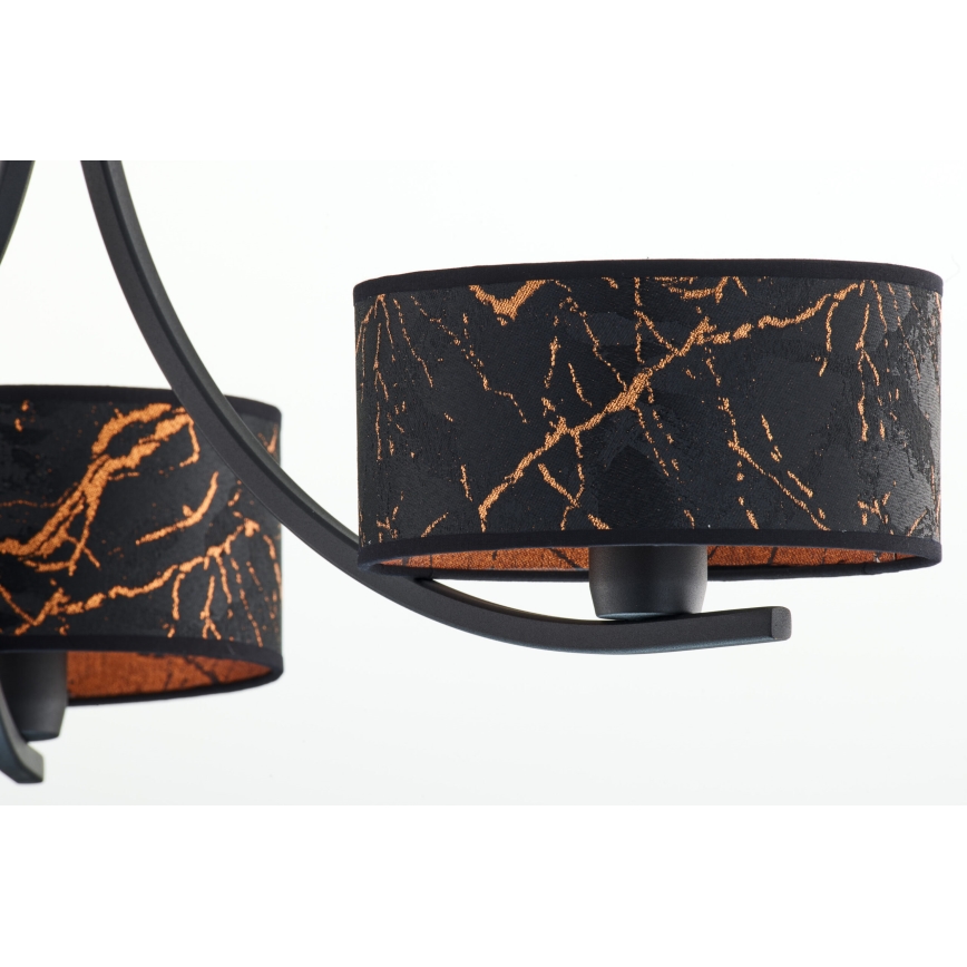 Jupiter 2106 - Lestenec na verigi ARTHUR 3xE27/15W/230V črna/oranžna/marmorni dekor