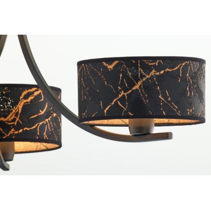 Jupiter 2106 - Lestenec na verigi ARTHUR 3xE27/15W/230V črna/oranžna/marmorni dekor