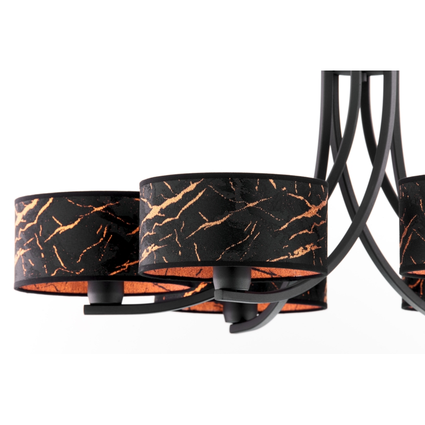 Jupiter 2108 - Lestenec na verigi ARTHUR 6xE27/15W/230V črna/oranžna/marmorni dekor