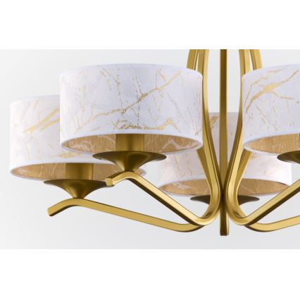 Jupiter 2110 - Stropni lestenec na drogu KASZMIR 5xE27/15W/230V bela/zlata/marmorni dekor