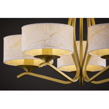 Jupiter 2110 - Stropni lestenec na drogu KASZMIR 5xE27/15W/230V bela/zlata/marmorni dekor