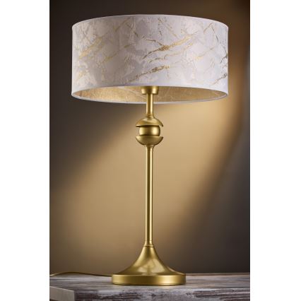 Jupiter 2112 - Namizna svetilka KASZMIR 1xE27/15W/230V bela/zlata/marmorni dekor