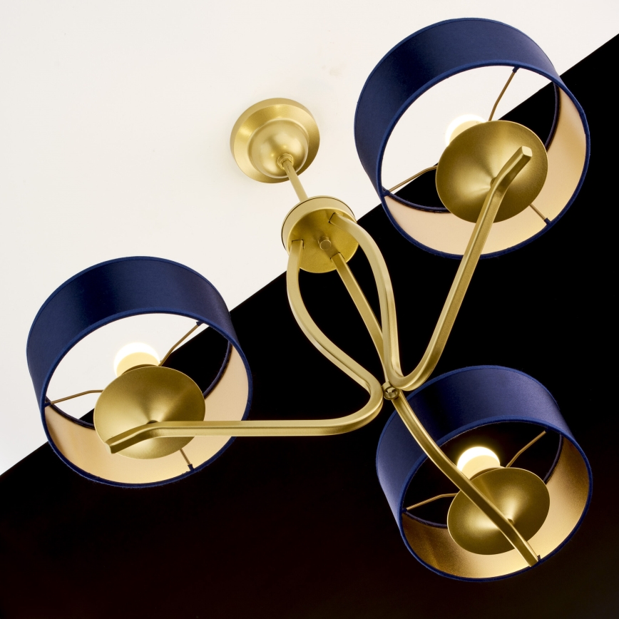 Jupiter 2113 - Lestenec na palici KASZMIR 3xE27/15W/230V modra/zlata