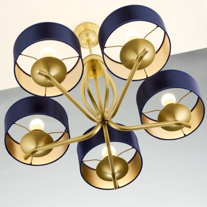 Jupiter 2114 - Stropni lestenec na drogu KASZMIR 5xE27/15W/230V modra/zlata