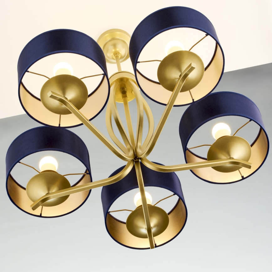 Jupiter 2114 - Stropni lestenec na drogu KASZMIR 5xE27/15W/230V modra/zlata