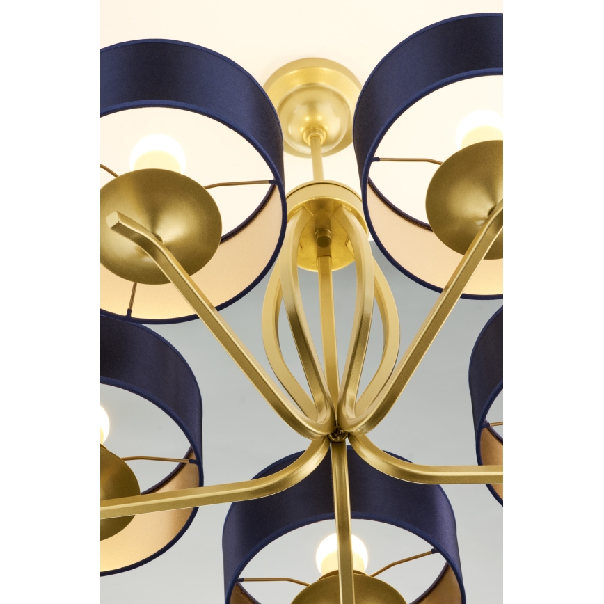 Jupiter 2114 - Stropni lestenec na drogu KASZMIR 5xE27/15W/230V modra/zlata