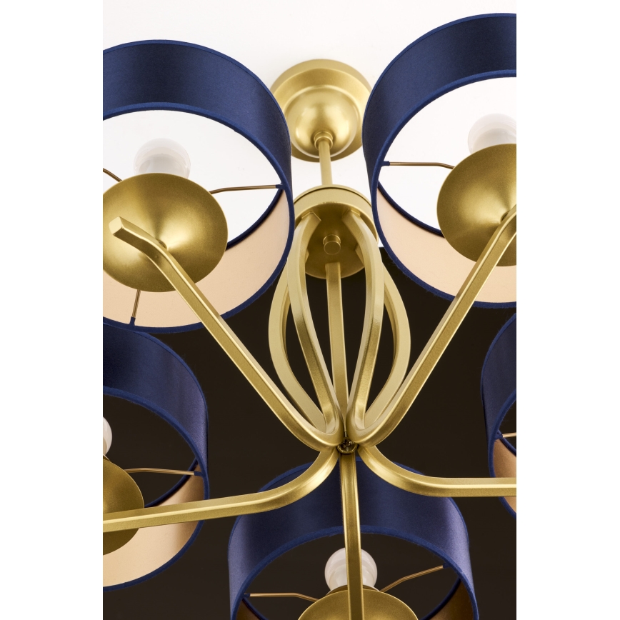 Jupiter 2114 - Stropni lestenec na drogu KASZMIR 5xE27/15W/230V modra/zlata