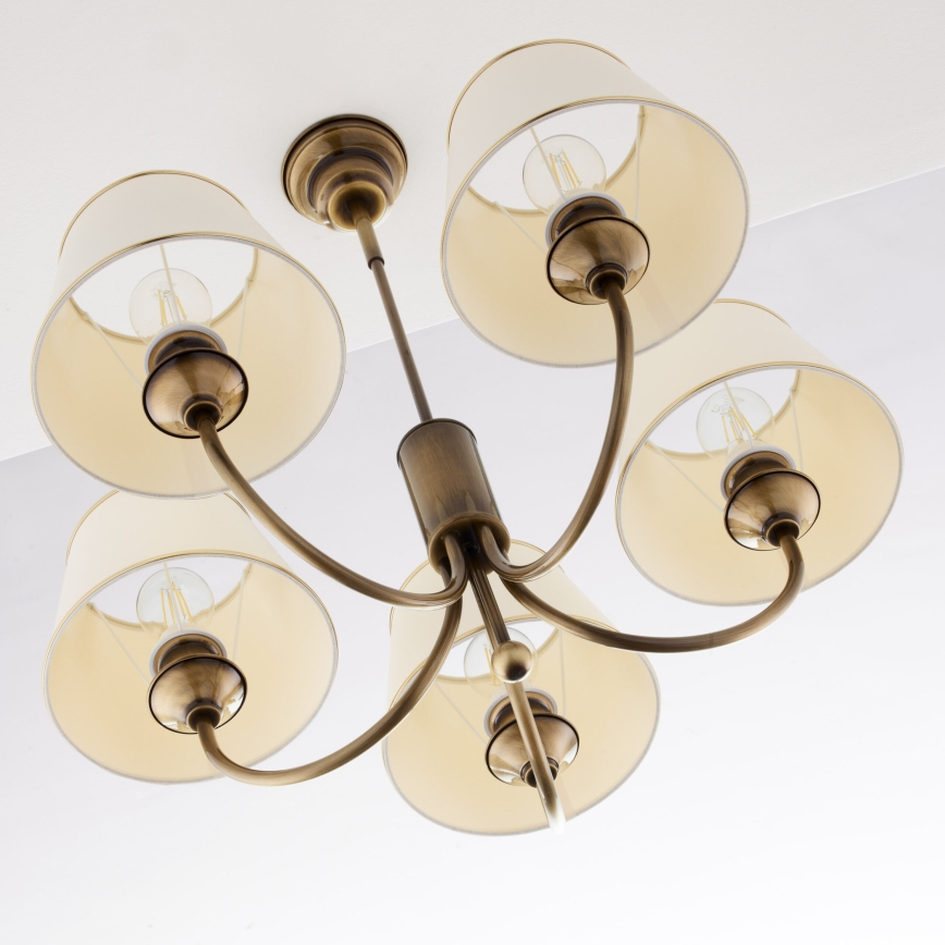 Jupiter 2133 - Lestenec na drogu CLASSIC 5xE27/15W/230V bronza/patina/krem